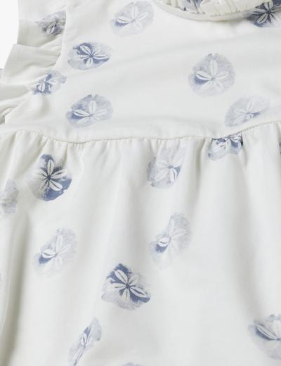 Biała sukienka dla dziewczynki z morskim nadrukiem