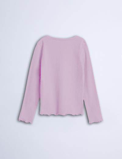 Różowa bluzka dziewczęca z dzianiny w prążki - długi rękaw - Limited Edition