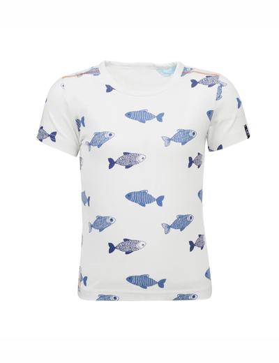 T-shirt chłopięcy - biały w rybki - Lief