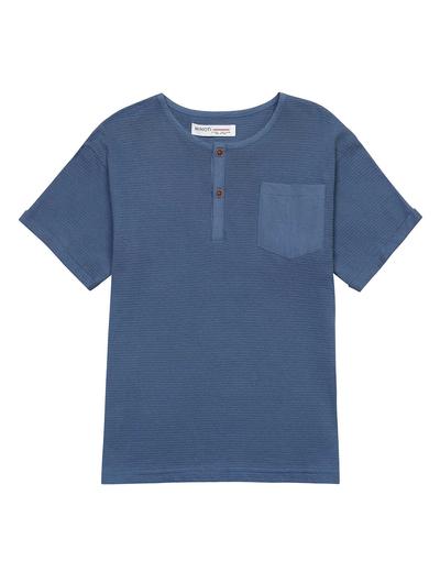 Niebieska chłopięca koszulka z krótkim rękawem i kieszonką