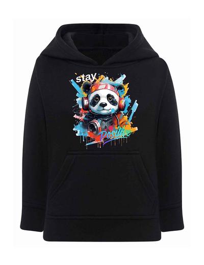 Czarna chłopięca bluza kangurka z kapturem- Panda