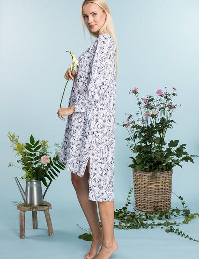 Bluzko-sukienka z przewiewnej tkaniny- biała w kwiaty