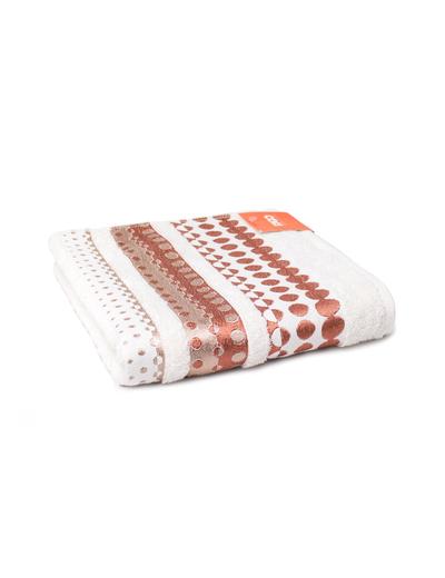 Bawełniany ręcznik w kolorze kremowym z ozdobnym wzorkiem 50x90 cm