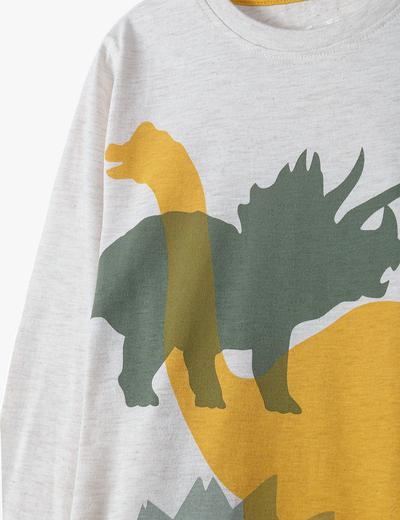 Bluzka chłopięca z długim rękawem w kolorze ecru- Dinozaury