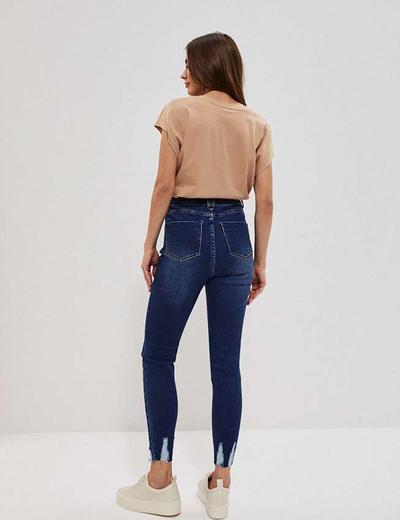 Granatowe spodnie jeansowe z bardzo wysokim stanem