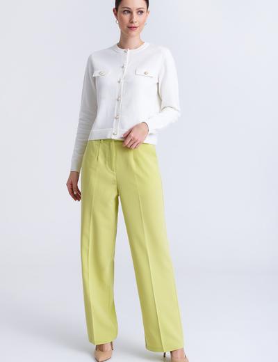 Eleganckie spodnie damskie z kantem - seledynowe - Greenpoint