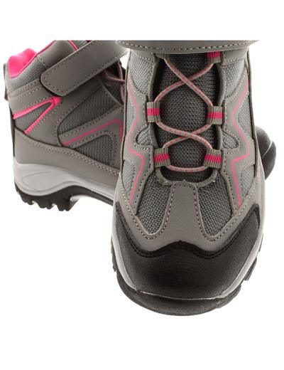 Szare buty trekkingowe dla dziewczynki na rzep