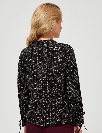 Czarna wiskozowa koszula damska z drobnym wzorem