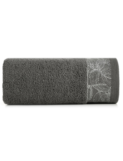 Szary ręcznik ze zdobieniem 70x140 cm