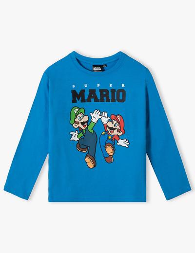Niebieska bluzka bawełniana dla chłopca Super Mario