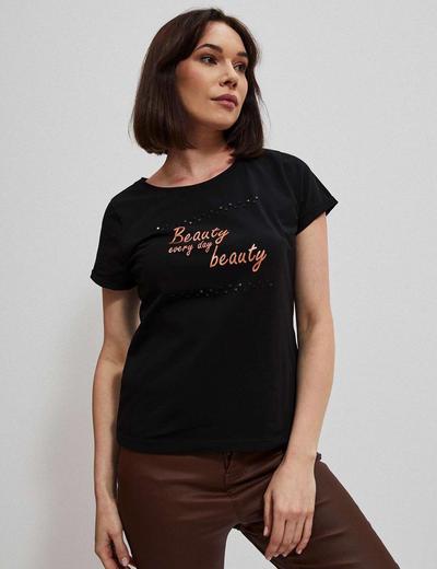 Czarny t-shirt damski z napisem