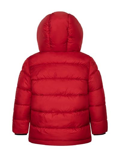 Ocieplany czerwony płaszcz pikowany niemowlęcy z kapturem