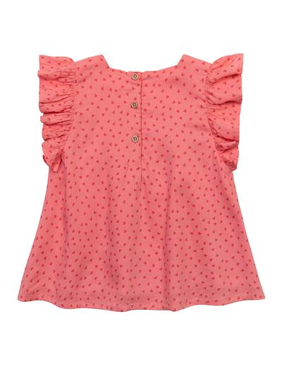 Różowa bluzka z falbankami dla dziewczynki w serduszka