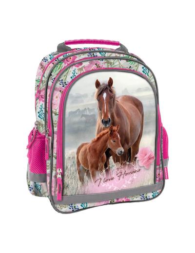 Plecak dziewczęcy szkolny z odblaskami Konie