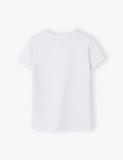 Biały t-shirt bawełniany dla dziewczynki w serduszka