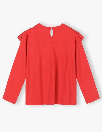 Czerwona bluzka dziewczęca z ozdobną falbanką