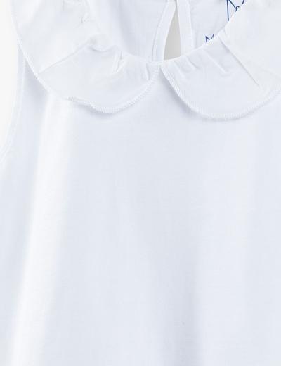 Bluzka dziewczęca -  biała z ozdobnym dołem