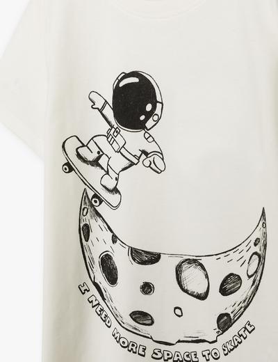 Koszulka chłopięca bawełniana biała z astronautą