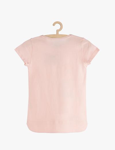 T-shirt dziewczęcy różowy z dziewczynką- 100% bawełna