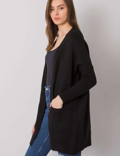 Sweter damski - czarny z kieszeniami