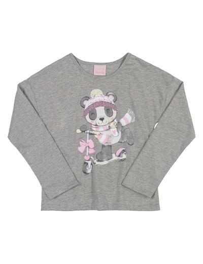 Szara bluzka bawełniana dla dziewczynki z pandą