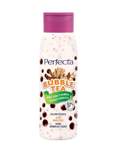 Perfecta Bubble Tea, balsam do ciała Silne nawilżenie Imbir, Kora cynamonu+Herbata Kombucha 400 ml