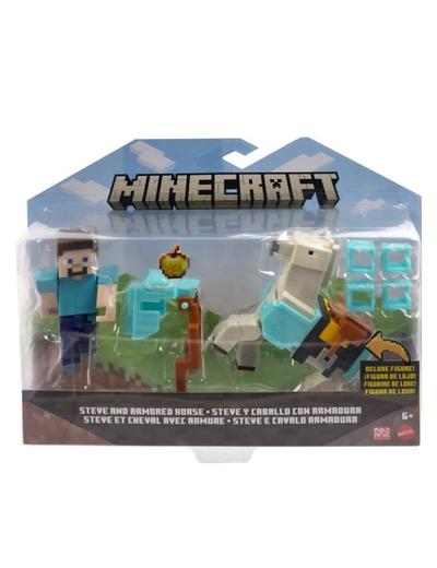 Minecraft - Figurki Steve i koń w zbroi