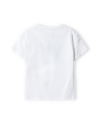 Biała koszulka dziewczęca bawełniana z cekinami