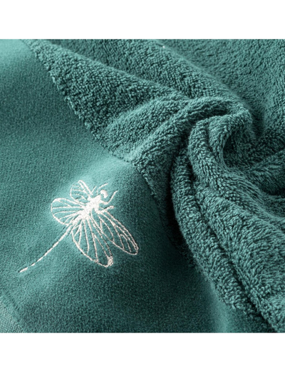 Turkusowy ręcznik 50x90 cm z haftowaną ważką
