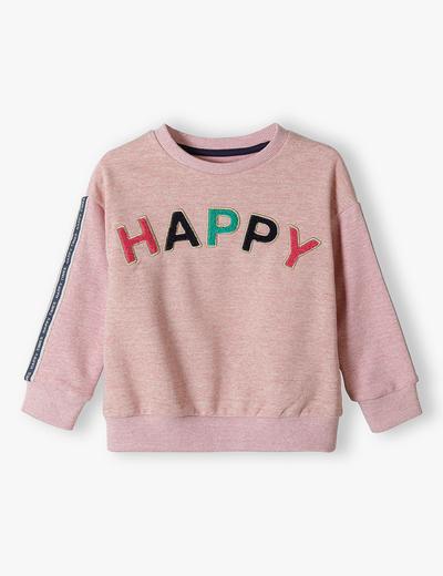 Różowa bluza z dzianiny dla dziewczynki- Happy