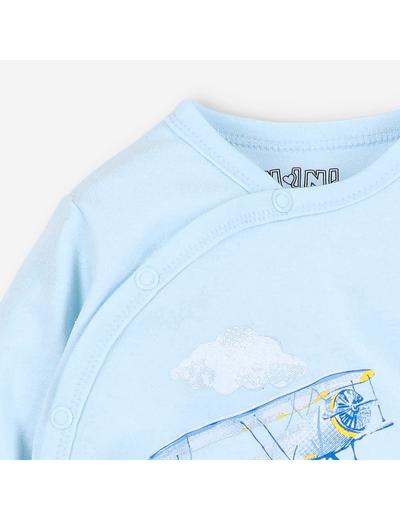 Błękitny pajac niemowlęcy z bawełny organicznej dla chłopca