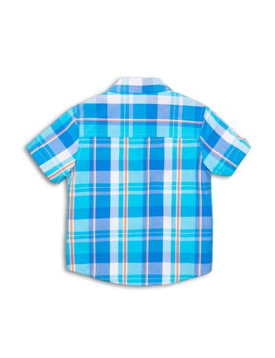 Bawełniana koszula chłopięca w kratkę - niebieska