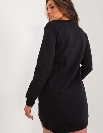 Czarna mini sukienka damska dresowa z bawełny