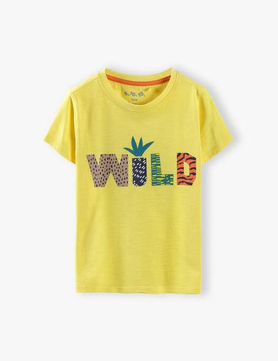 T-shirt chłopięcy w kolorze żółtym z napisem- Wild