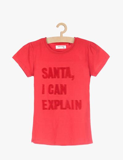 Świąteczny t-shirt z zabawnym napisem- czerwony