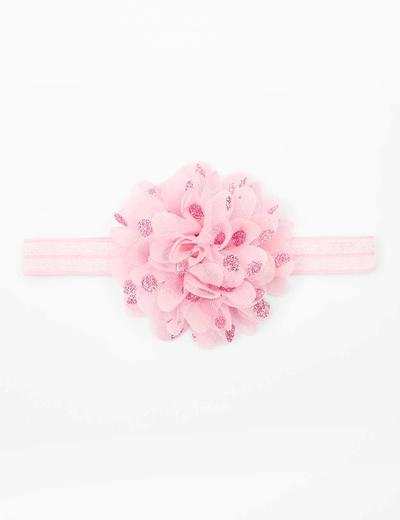 Opaska na włosy różowa z kwiatkiem