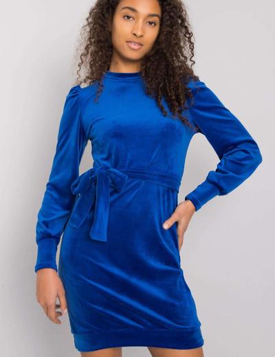 Sukienka z długim rękawem - niebieska mini