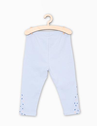 Niebieskie leginsy dla niemowlaka- ozdobne nadruki na nogawkach