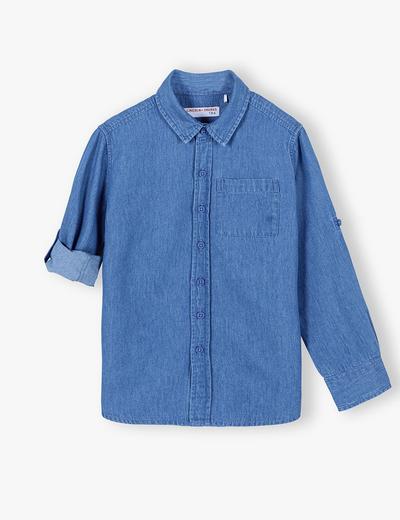 Klasyczna koszula jeansowa z kieszonką - niebieska