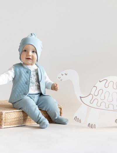 Bawełniana czapka niemowlęca wiązana SLOW LIFE - niebieska