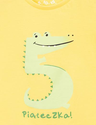 T-shirt dla niemowlaka- zółty z krokodylem