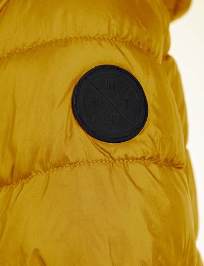 Lekka ocieplana kurtka przejściowa chłopięca z kapturem- żółta