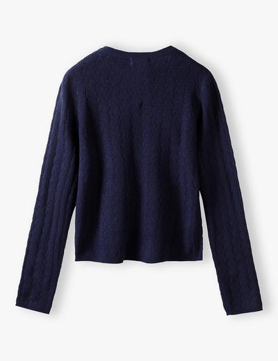 Granatowy sweter dla dziewczynki z ozdobnymi guzikami