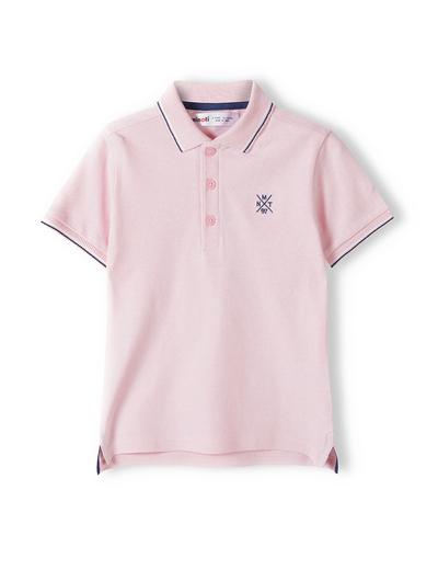 Różowa bluzka polo z krótkim rękawem dla chłopca