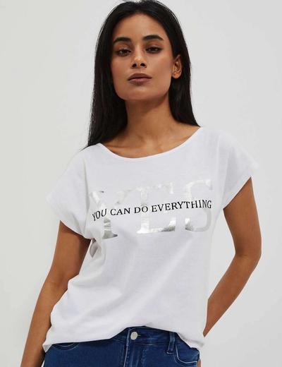Damski t-shirt ze srebrnym napisem