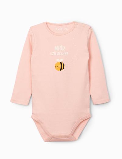 Body niemowlęce ze pszczółką i napisem - Miód dziewczyna - różowe