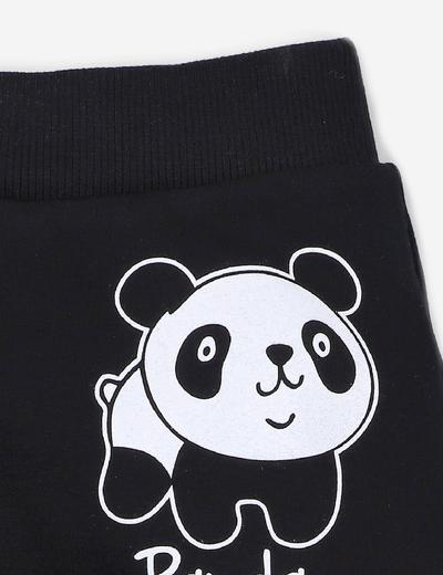 Czarne spodnie niemowlęce z bawełny organicznej dla chłopca- Panda