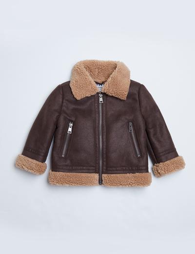 Brązowa ocieplana kurtka ramoneska dla małego dziecka - unisex - Limited Edition