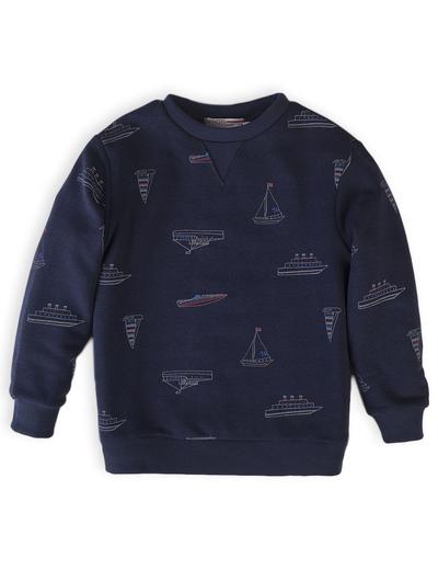 Granatowa bluza dresowa dla chłopca w łódki