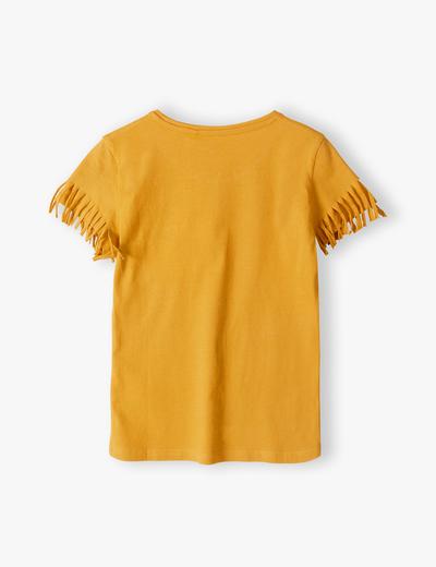 Żółta koszulka dziewczęca z frędzlami przy rękawach